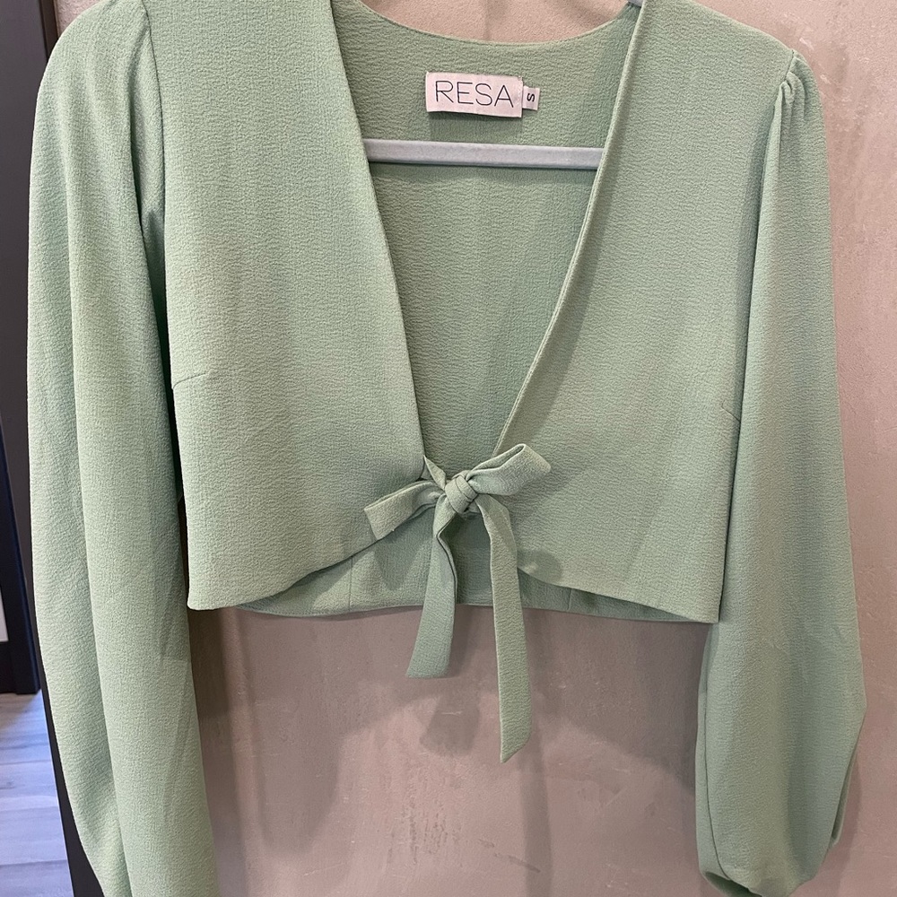Light green crop top with front tie